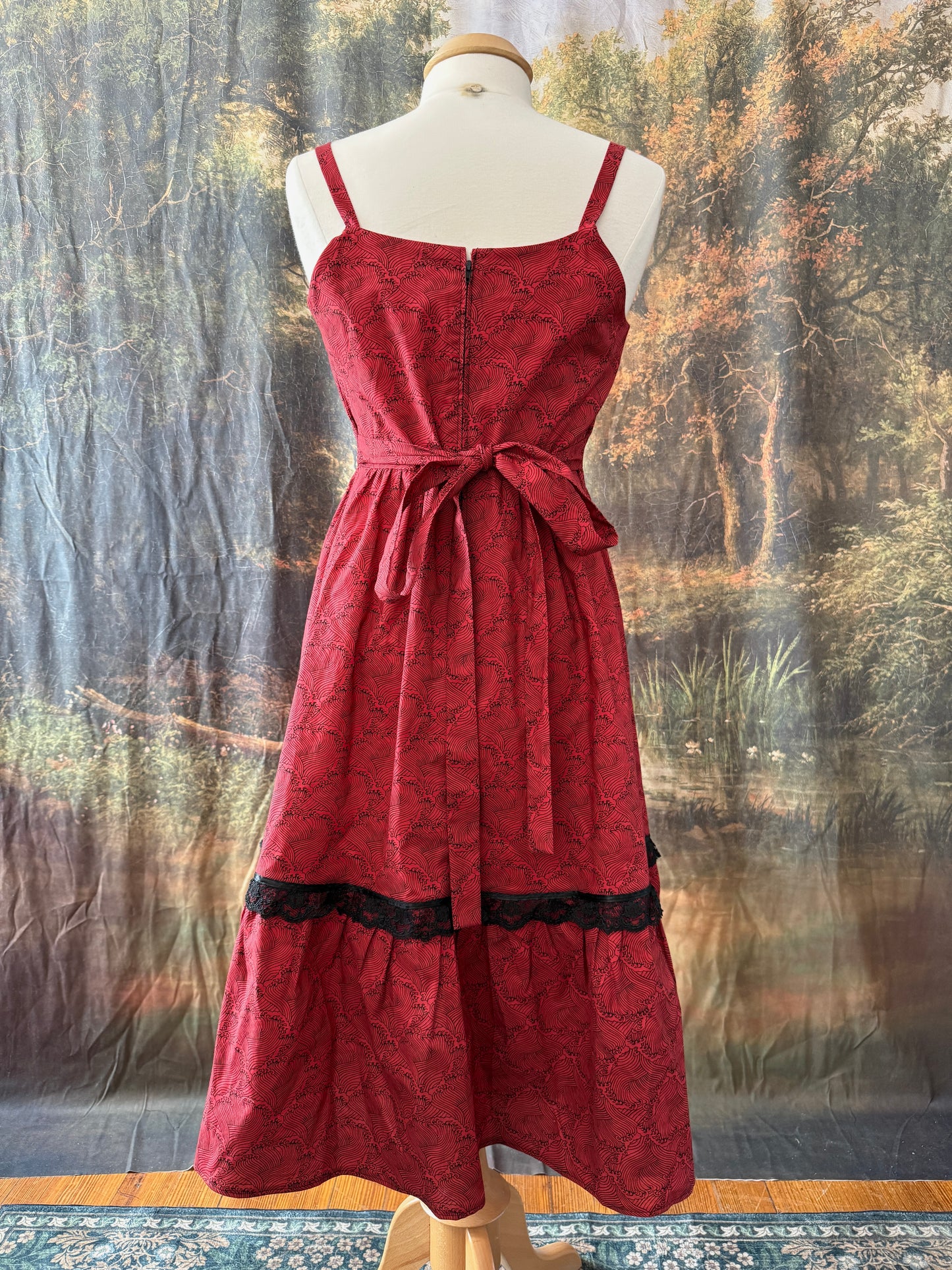 Red Waves Cotton Dress