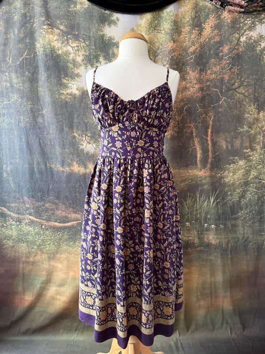 Purple Silk Floral Dress