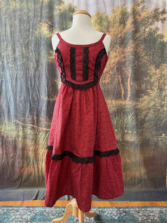 Red Waves Cotton Dress