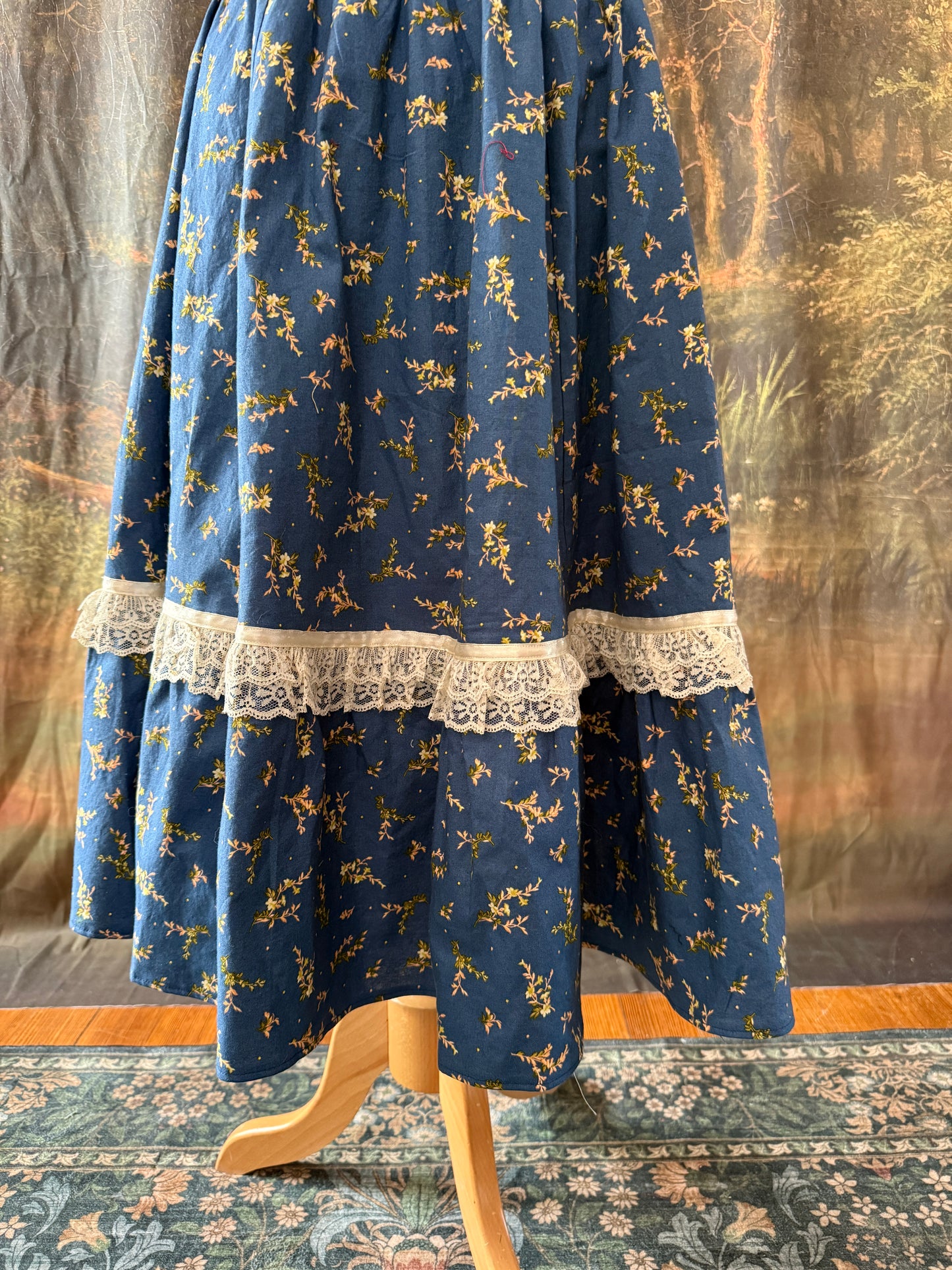 Blue Floral Puff Sleeve Dress