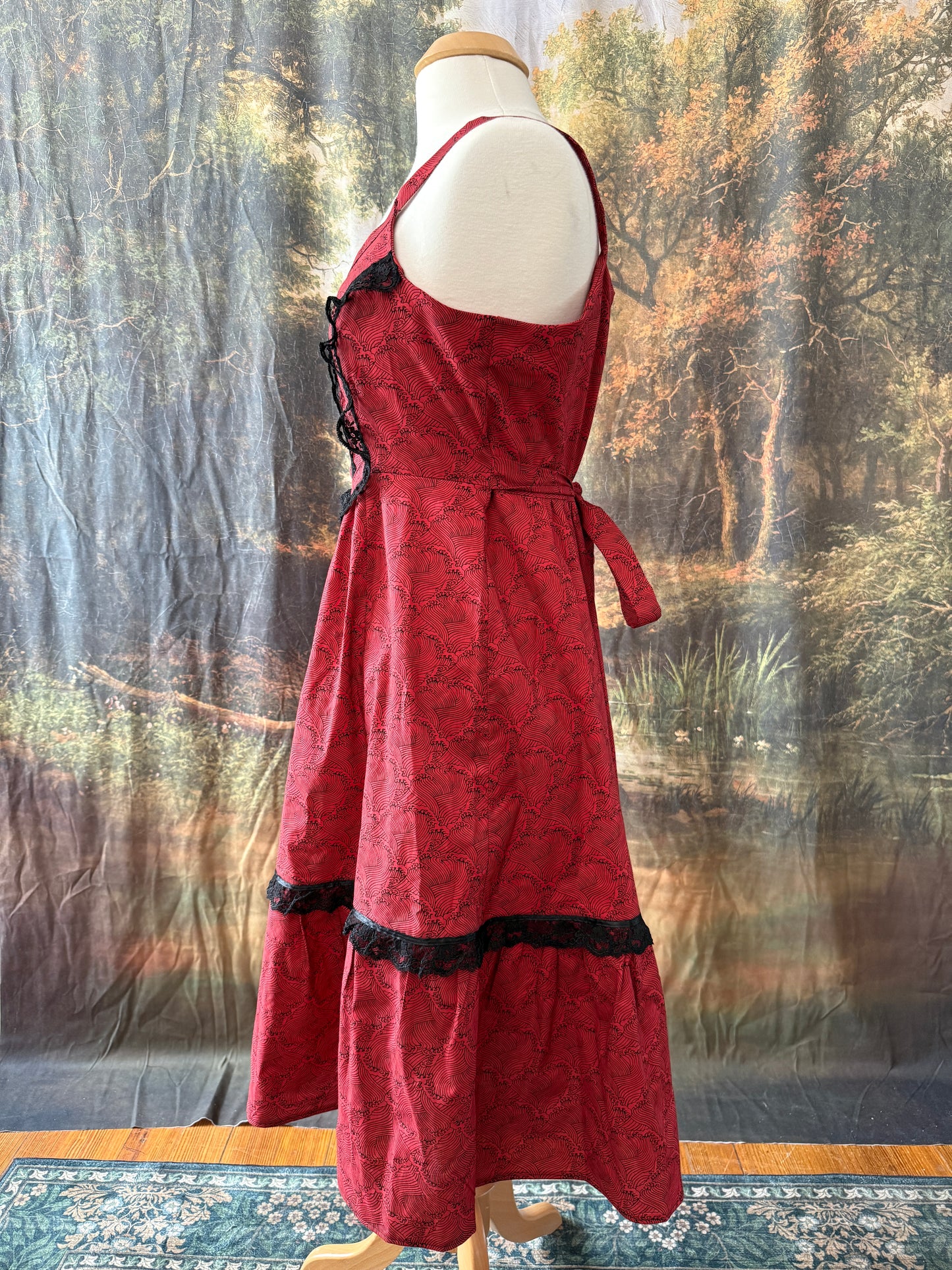 Red Waves Cotton Dress