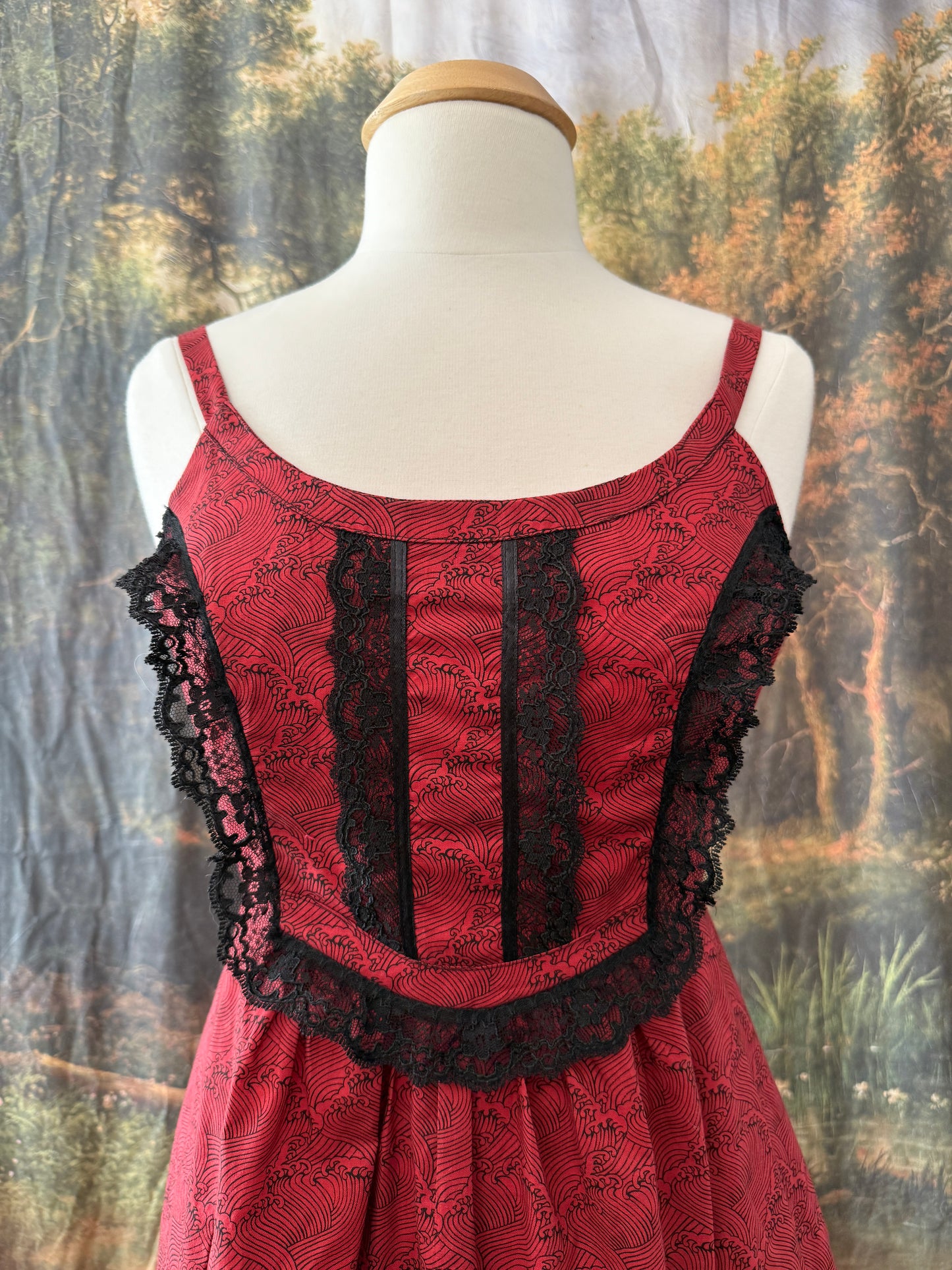 Red Waves Cotton Dress